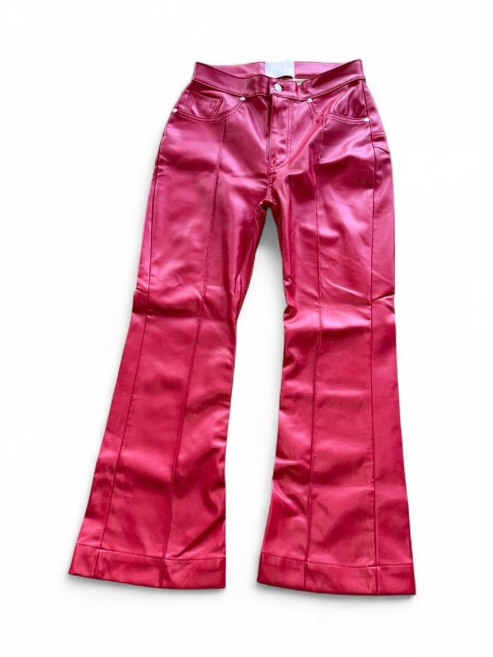 NWT Revice Red Faux Leather Venus Flare Pants - Picture 3 of 8